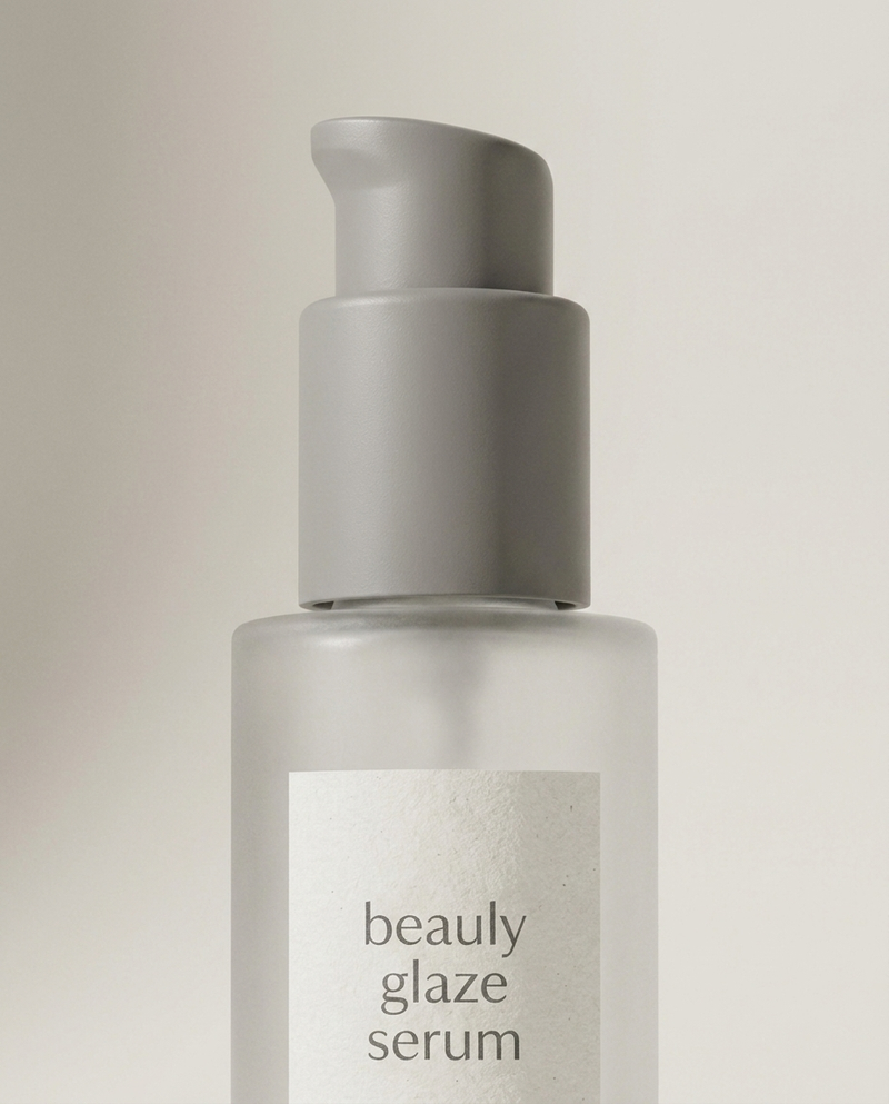 glaze serum close-up of pump and label
