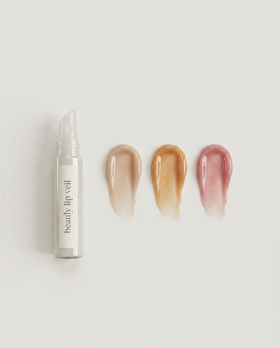 lip veil with bare honey and rose swatches