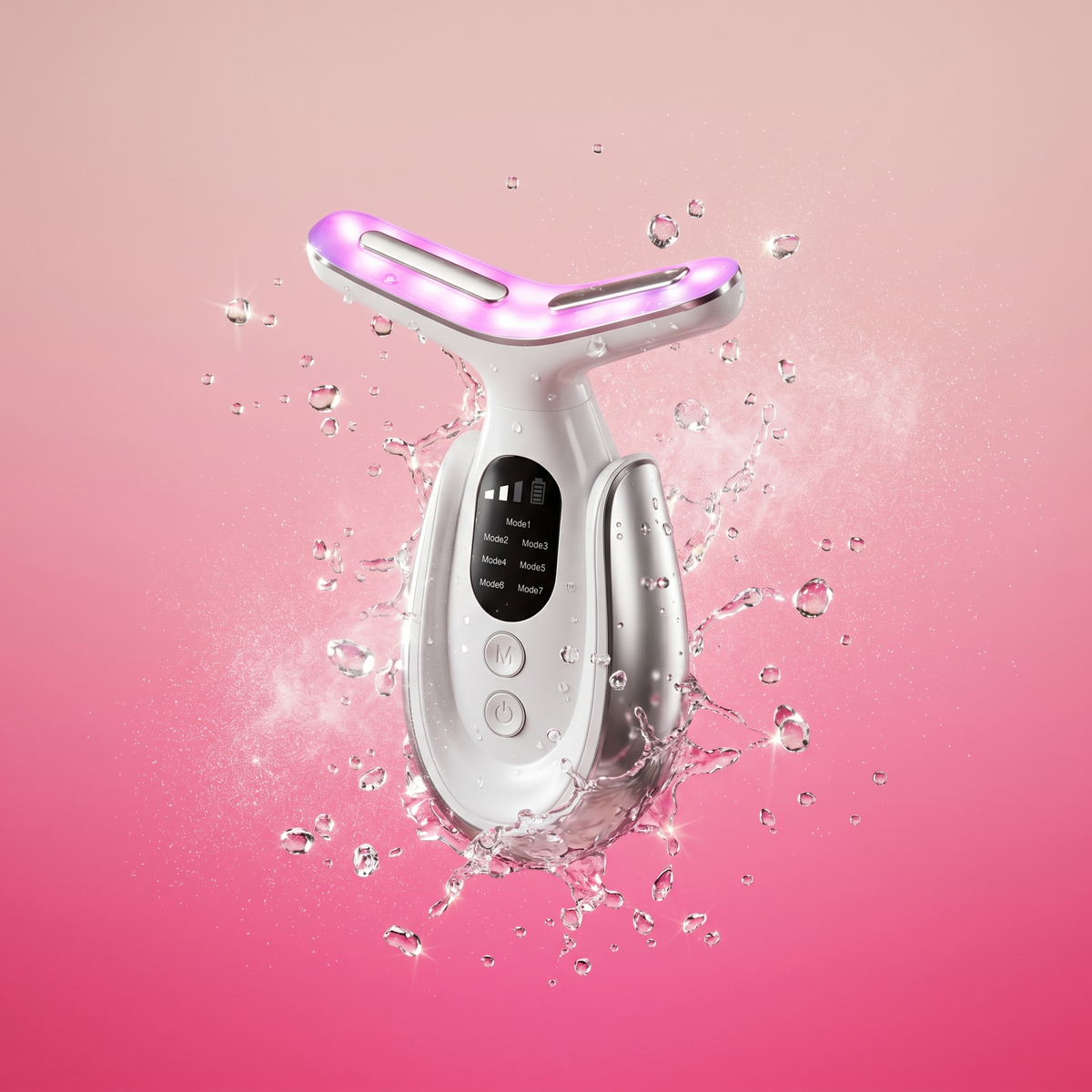 Rechargeable Face and Neck Massager with 7 Colours LED and Heat Mode,